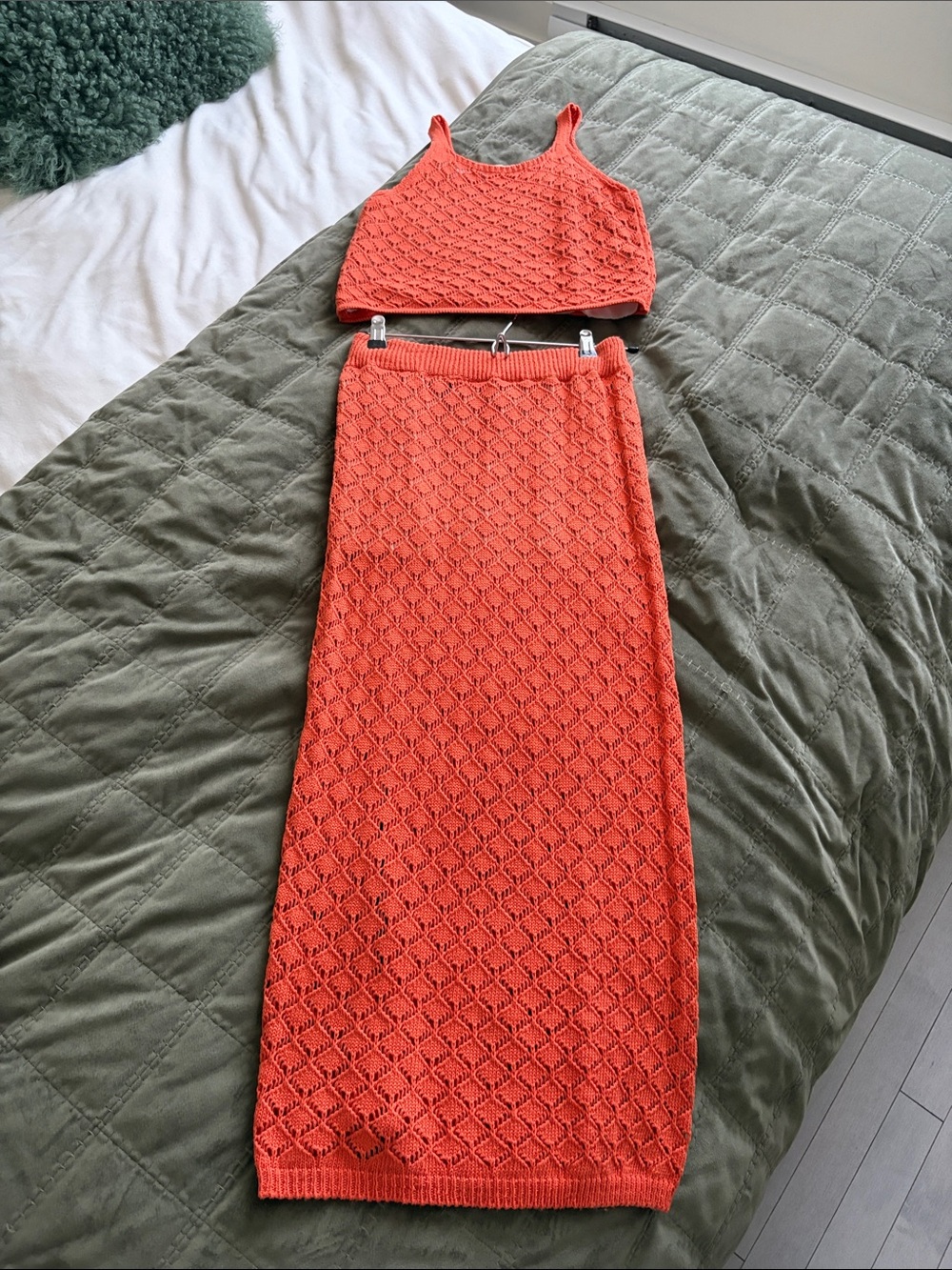 Orange Knit Maxi Skirt - Women
